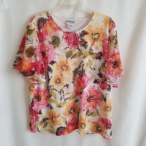 Bonworth Blouse White Liner with Multicolored Lace